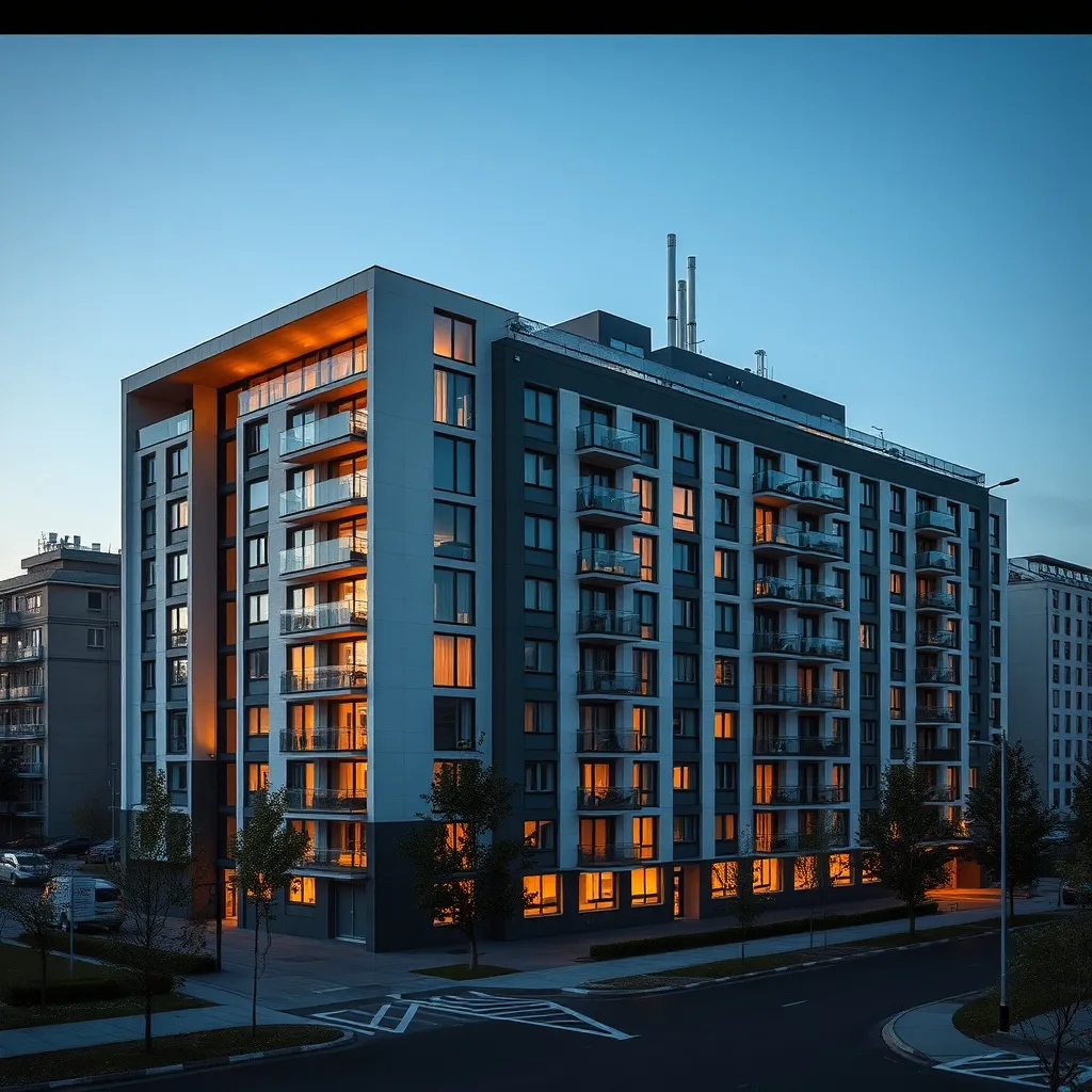Modern architectural building in Székesfehérvár, Hungary, in